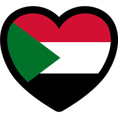 sudan flag heart shape sudanese
