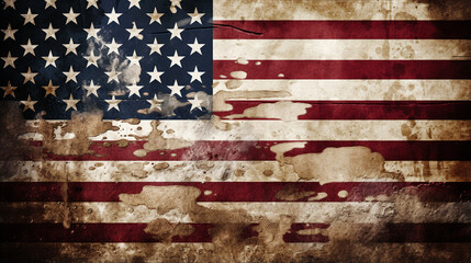 Grunge fading american flag background. - obrazy, fototapety, plakaty