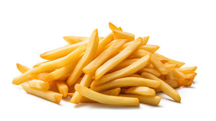 French fries on a white background, French fries isolated on a transparent background, Generative AI
