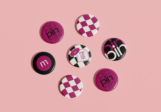  Pins Buttons Mockup