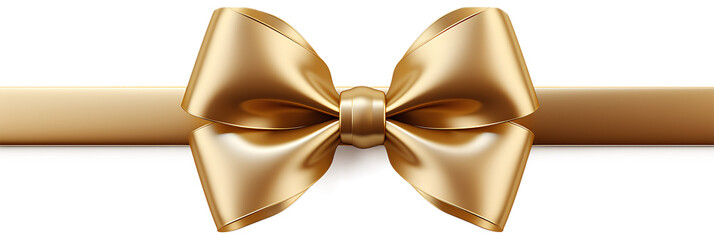 Gold ribbon bow, Gold bow isolated on a transparent background or white background, Generative AI