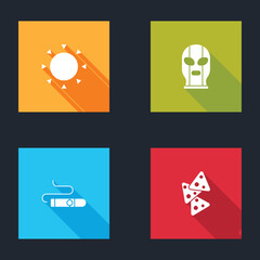 Set Sun, Mexican wrestler, Cigar and Nachos icon. Vector