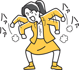 息を整える女性社員