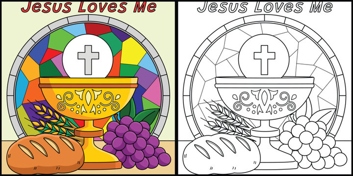 Christian Jesus Loves Me Coloring Illustration
