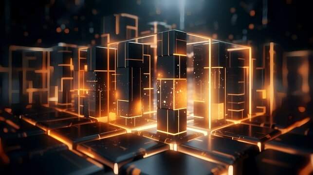 Luminous cuboid as a digital background