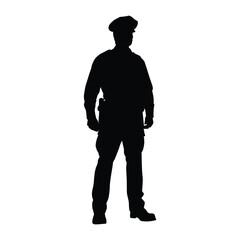 Policeman Silhouette on White