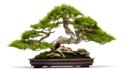 Small tree bonsai isolated on a transparent background, Generative AI