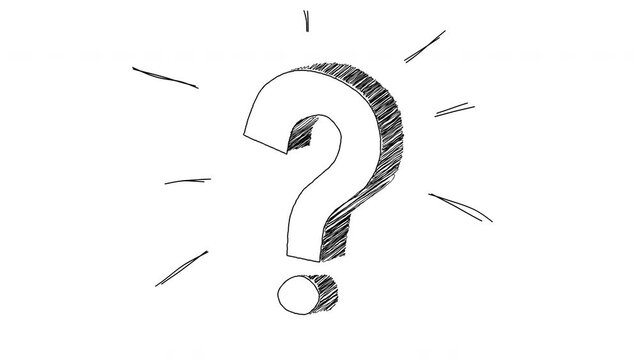 Hand drawn doodle question mark. Concept of confusion and question or solution. Isolated white background. Alpha channel