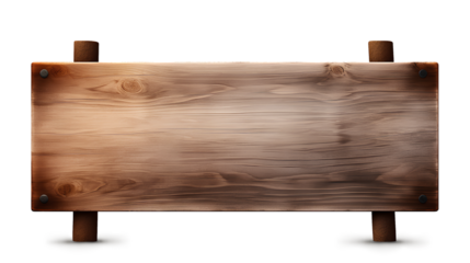 Wooden sign isolated on transparent background, Generative AI
