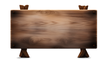 Wooden sign isolated on transparent background, Generative AI