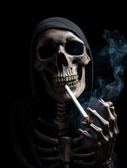 A Silent Specter Ignites the Shadows with a Cigarette Glow