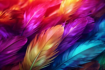 Background with multicolored feathers.