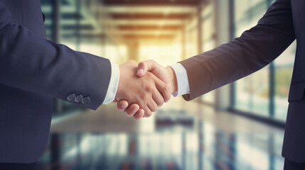 Business men shaking hands with handshake.
