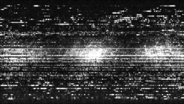 Old glowing VHS video signal with defects and interference effects of noise glitches overlay footages