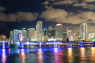 Miami city at night time, USA