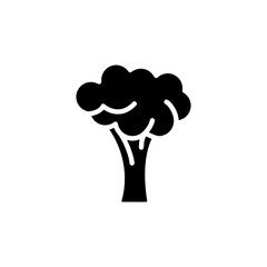 Broccoli icon. Simple solid style. Vegetable, plant, healthy, natural, organic, diet, fresh, food concept. Black silhouette, glyph symbol. Vector illustration isolated on white background.
