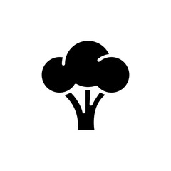 Broccoli icon. Simple solid style. Vegetable, plant, healthy, natural, organic, diet, fresh, food concept. Black silhouette, glyph symbol. Vector illustration isolated on white background.
