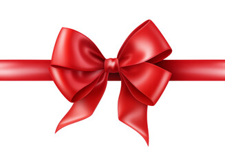 Red isolated satin ribbon and bow. Valentine's day concept. 