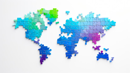 world map made of colourful puzzle pieces