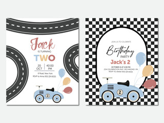 Birthday invitation set.  The upright Set is great for social media posts, cards, brochures, flyers, and advertising poster templates. Vector illustration.