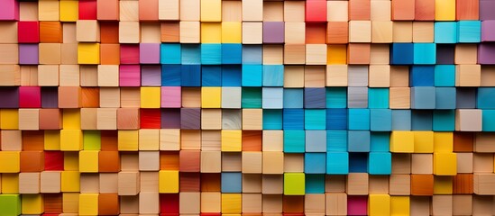 a wall of colorful cubes - obrazy, fototapety, plakaty