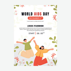 Vector flat world aids day vertical poster template