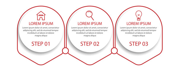 Simple Business Infographic design, vector
template with colorful lines, icons, numbers and
3 choices or steps. Can be used for process diagrams,
presentations, workflow layouts, banners, flowcharts