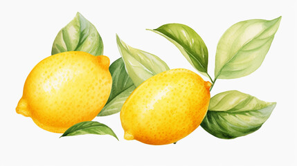 A watercolor illustration in clipart style with lemons