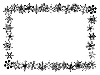 雪の結晶のフレーム　黒