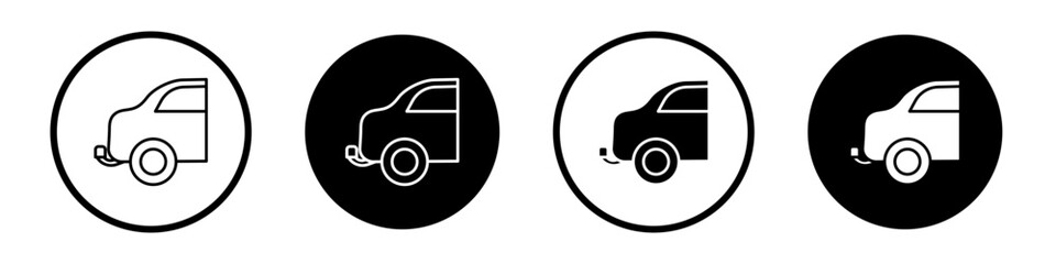 Car towbar vector icon set. Truck trailer tow hitch symbol in black and white color.