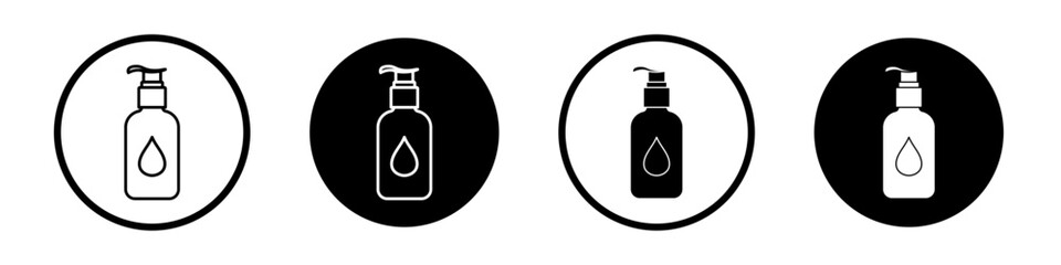Body Soap vector icon set. Hand wash gel symbol. Liquid shampoo container symbol. Baby lotion bottle sign in black and white color. - obrazy, fototapety, plakaty