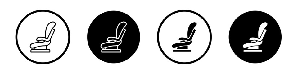 Baby car seat vector icon set in black and white color.