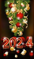 New 2024 Year vip invitation banner, vector illustration