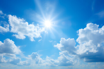 Naklejka na ściany i meble Celestial Canopy: Radiant Sun and Whispers of Clouds
