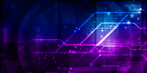 Fototapeta premium 2d illustration Abstract futuristic electronic circuit technology background 