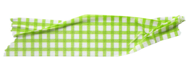 green patterned sticker paper tape isolated on transparent background.