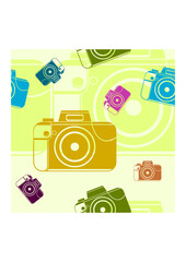 Editable Flat Soft Bright Style Camera Vector Illustration Icon Seamless Pattern for Creating Background of Photography and Art Related Purposes