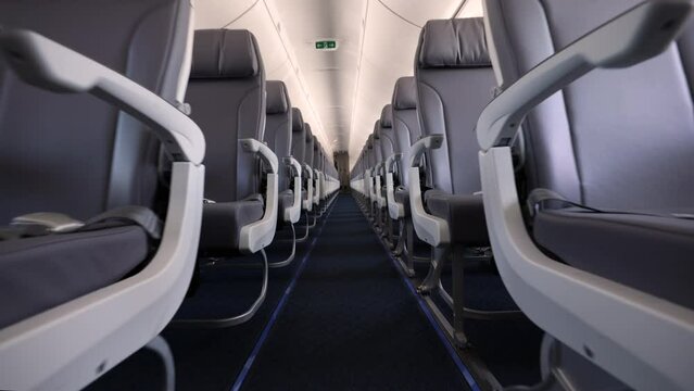 Seats in a new empty airplane.