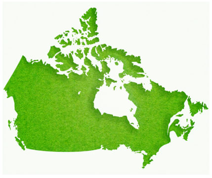 Map of Canada made with crumpled kraft paper. Handmade map with recycled material. Handmade map with recycled material. Green. Texture. Green. Green grass. Canada