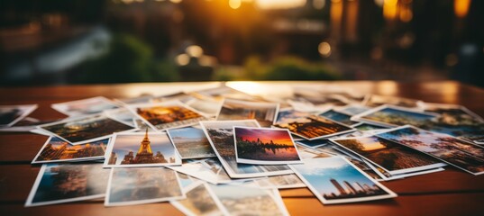 Travel destinations and landmarks set against a table background   perfect for the travel industry - obrazy, fototapety, plakaty