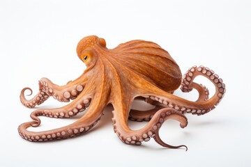 Obraz premium Close up of an octopus with tentacles spread out, isolated on a clean white background