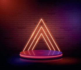 Vector realistic neon podium geometric stage background