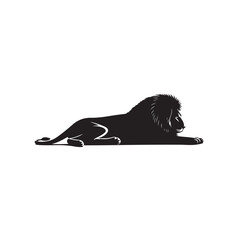 Regal Repose: Silhouetted Lion in Slumber - A Majestic Silhouette Depicting the Regality and Elegance of a Lion at Rest.
