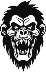 Zombie gorilla head. Vector illustration on white background