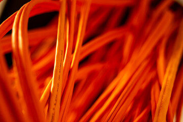 Fiber optic cable prepared for connection.