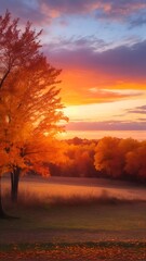 Naklejka na ściany i meble Sunset in autumn