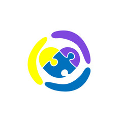 Autism Puzzle logo colorful heart