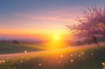 Sunset in spring