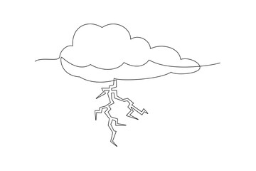 One continuous line drawing of Sky clouds white. Clouds concept. Doodle vector illustration in simple linear style.