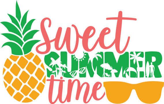 Sweet Summer Time - Summer Pineapple Illustration